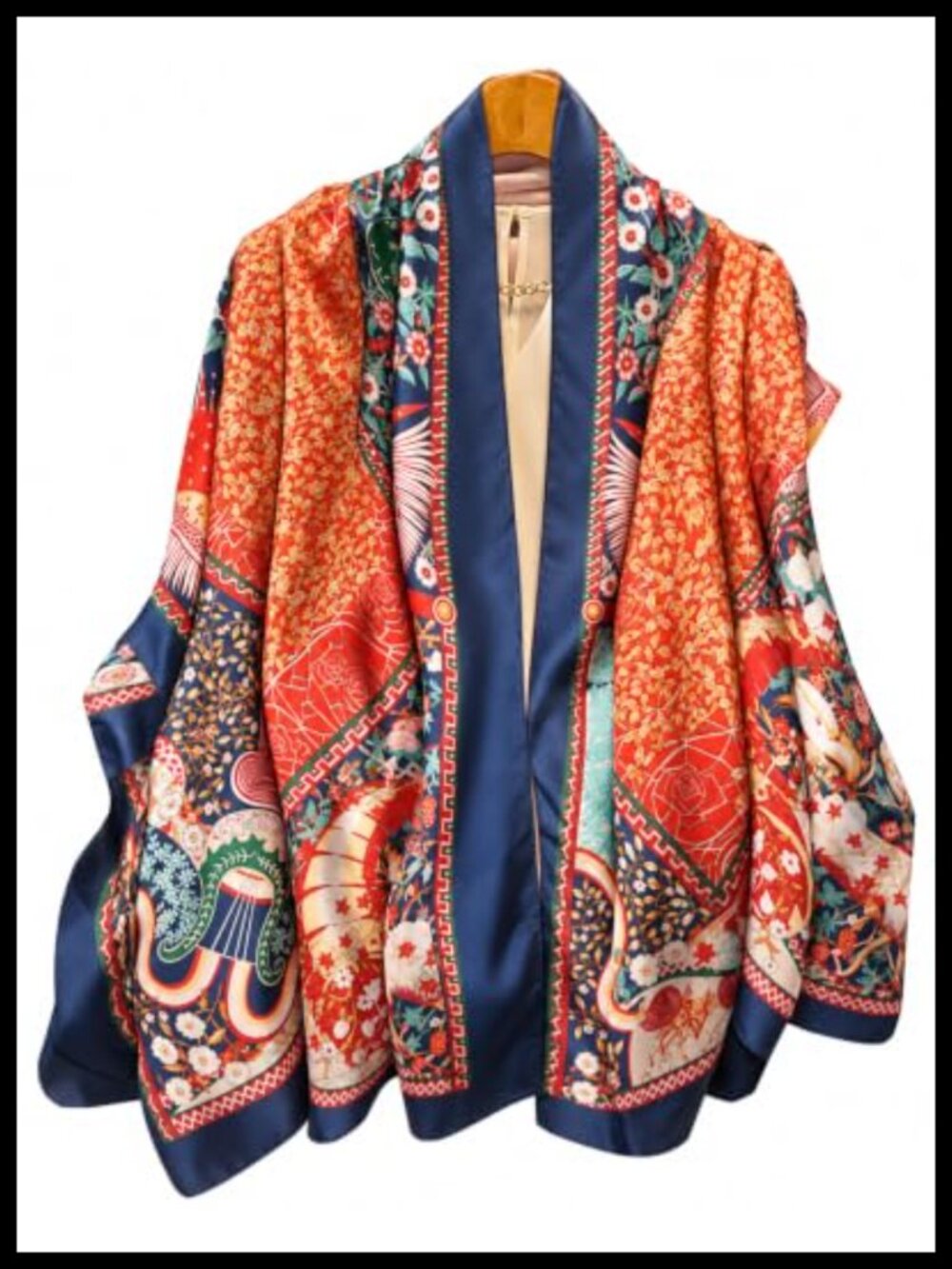 Women's Floral Satin Shawl Scarf 70x35 Lightweight Silk-Feel Wrap